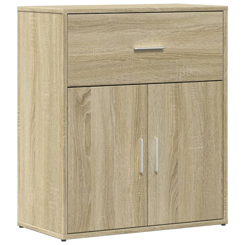 Vidaxl (Sonoma Oak) Sideboard Storage Cupboard Side Cabinet Highboard Black Engineered Wood
