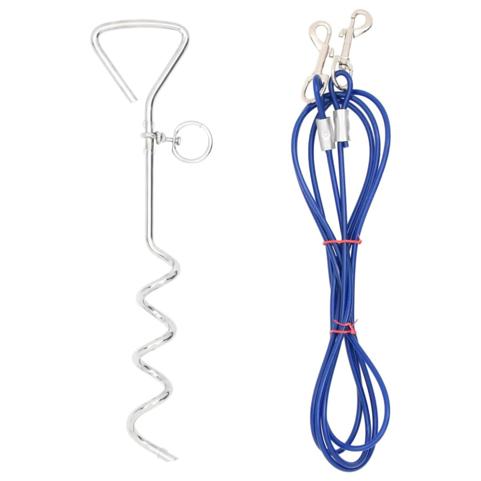 (3 m) vidaXL Dog Tie Out Cable with Ground Stake Dog Leash Dog Stake Lead Leash