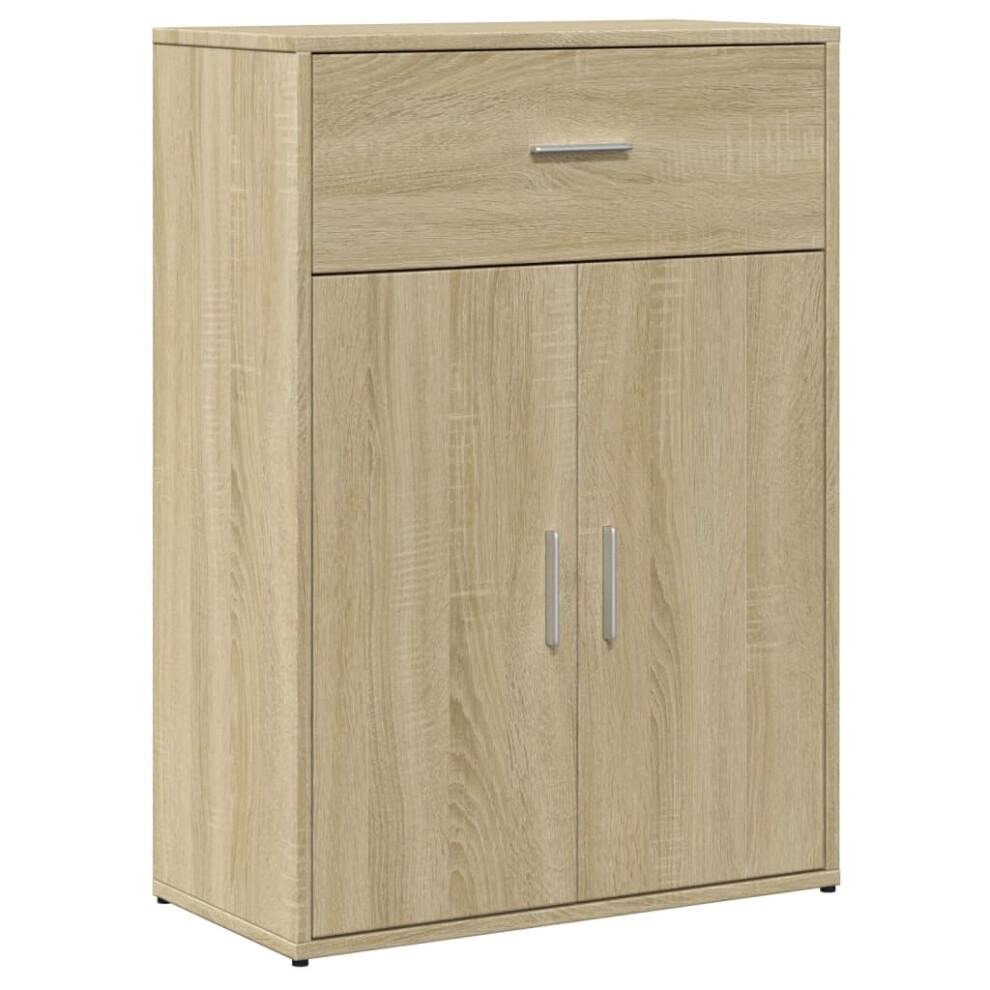 Vidaxl (Smoked Oak) Sideboard Storage Cupboard Cabinet Highboard White Engineered Wood