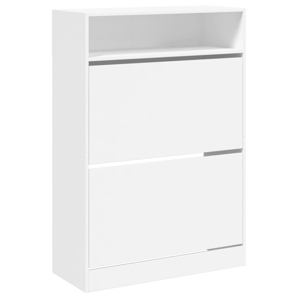 (white, 80 x 34 x 116 cm) vidaXL Shoe Cabinet with 2 Flip-Drawers Shoe Storage Shelf Shoe Rack Cupboard