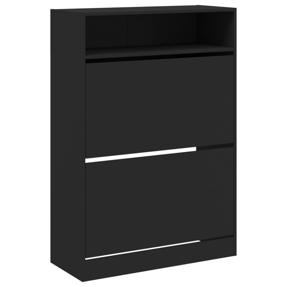 (black, 80 x 34 x 116 cm) vidaXL Shoe Cabinet with 2 Flip-Drawers Shoe Storage Shelf Shoe Rack Cupboard