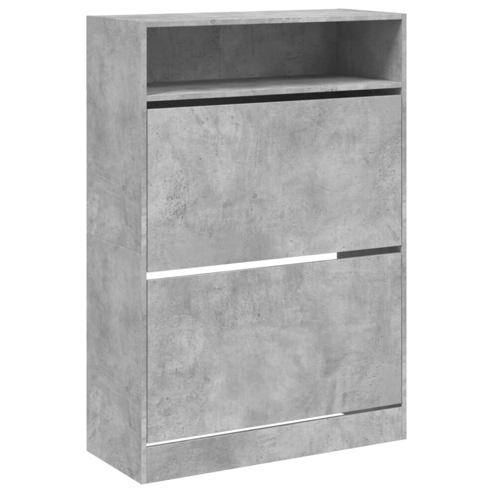 (concrete grey, 80 x 34 x 116 cm) vidaXL Shoe Cabinet with 2 Flip-Drawers Shoe Storage Shelf Shoe Rack Cupboard