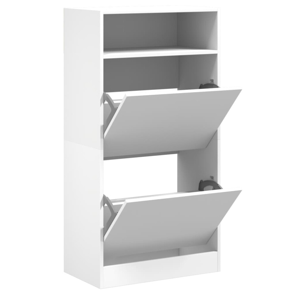 (white, 60 x 34 x 116 cm) vidaXL Shoe Cabinet with 2 Flip-Drawers Shoe Storage Shelf Shoe Rack Cupboard