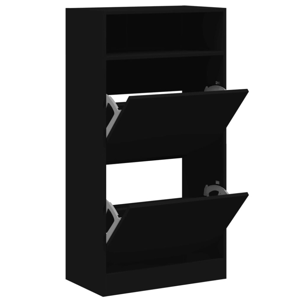 (black, 60 x 34 x 116 cm) vidaXL Shoe Cabinet with 2 Flip-Drawers Shoe Storage Shelf Shoe Rack Cupboard