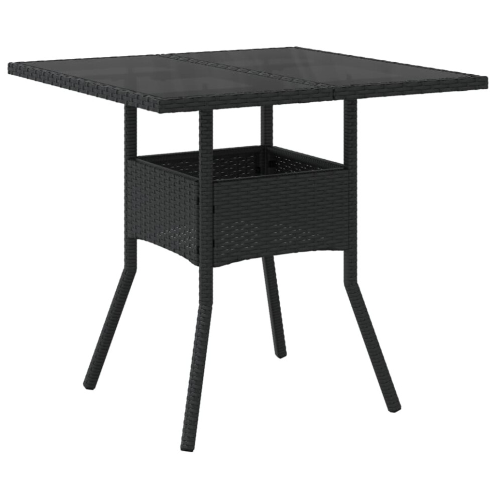 (black, glass) vidaXL Garden Table with Top Outdoor Table Balcony Dining Table Poly Rattan