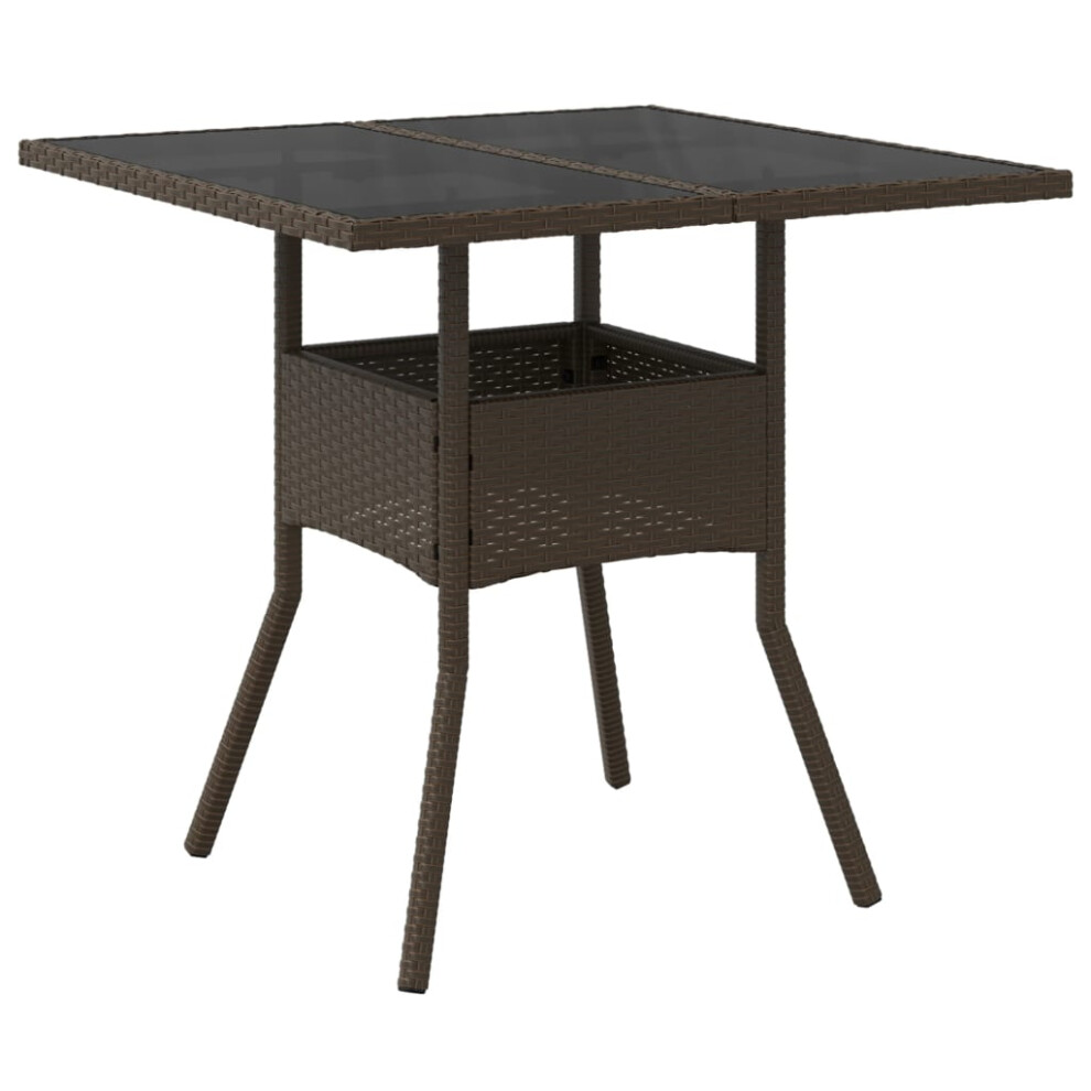 (brown, glass) vidaXL Garden Table with Top Outdoor Table Balcony Dining Table Poly Rattan