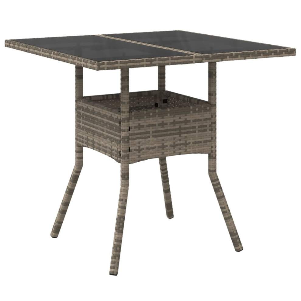vidaXL - Garden Table - Glass Top - 80x80x75 cm - Grey - Image 2