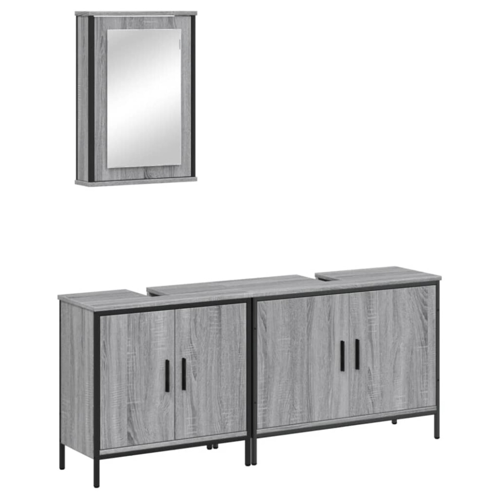 (grey sonoma) vidaXL Bathroom Furniture Set 3 Piece Sink Cabinet Grey Sonoma Engineered Wood