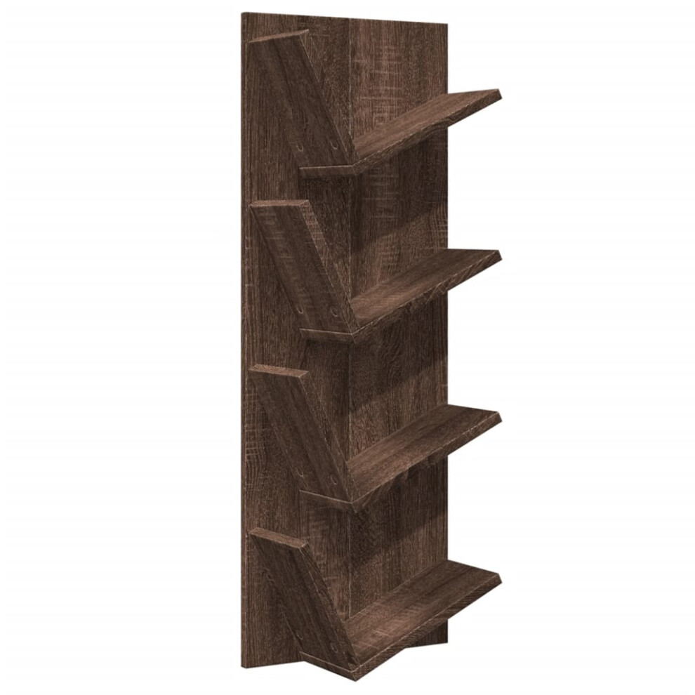 (brown oak) vidaXL Wall Bookshelf 4-Tier Bookcase Floating Shelf Wall Storage Book Shelf