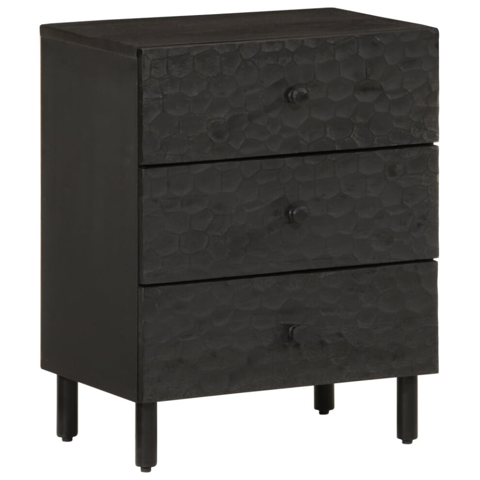 (black) vidaXL Bedside Cabinet Side Table Nightstand Bed Table Bed Cabinet Solid Wood