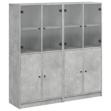 vidaXL Bookcase with Doors Bookshelf Cabinet Concrete Grey Engineered Wood