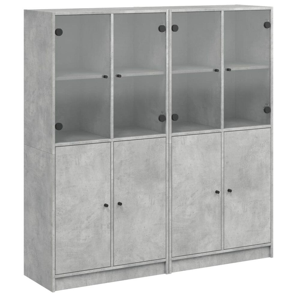 Vidaxl Bookcase With Doors Bookshelf Cabinet Concrete Grey Engineered Wood