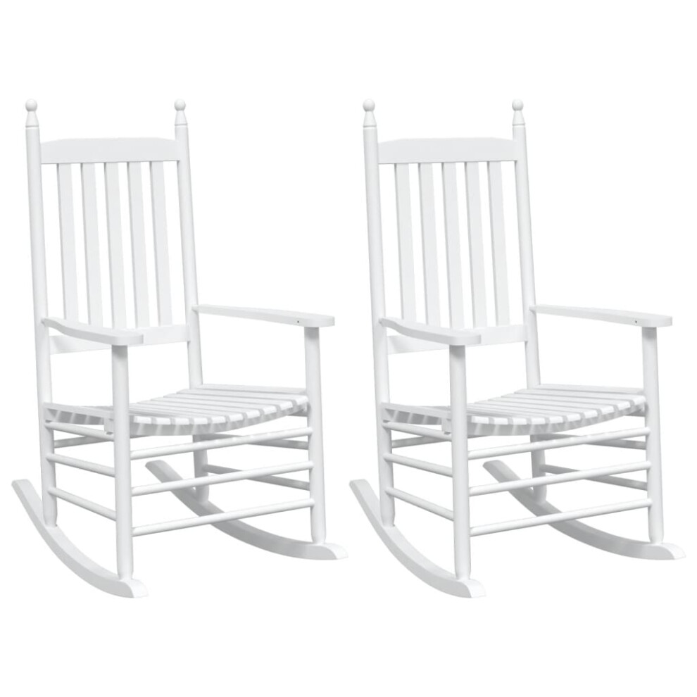 Vidaxl (White) Rocking Chairs With Curved Seats Garden Armchair 2 Pcs Solid Wood Fir