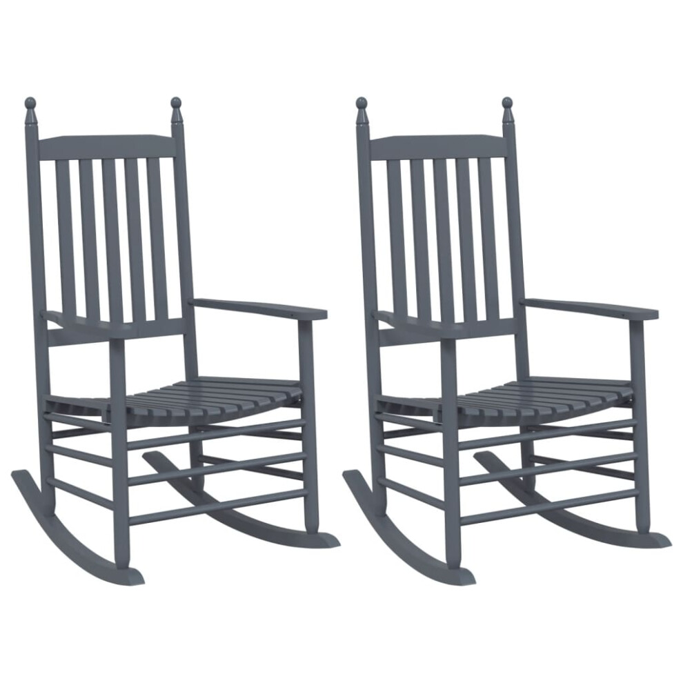 Vidaxl (Grey) Rocking Chairs With Curved Seats Garden Armchair 2 Pcs Solid Wood Fir