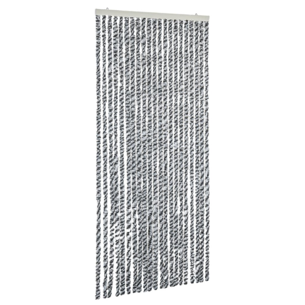 Vidaxl Fly Curtain Fly Screen Grey And Black And White 100X200 Cm Chenille