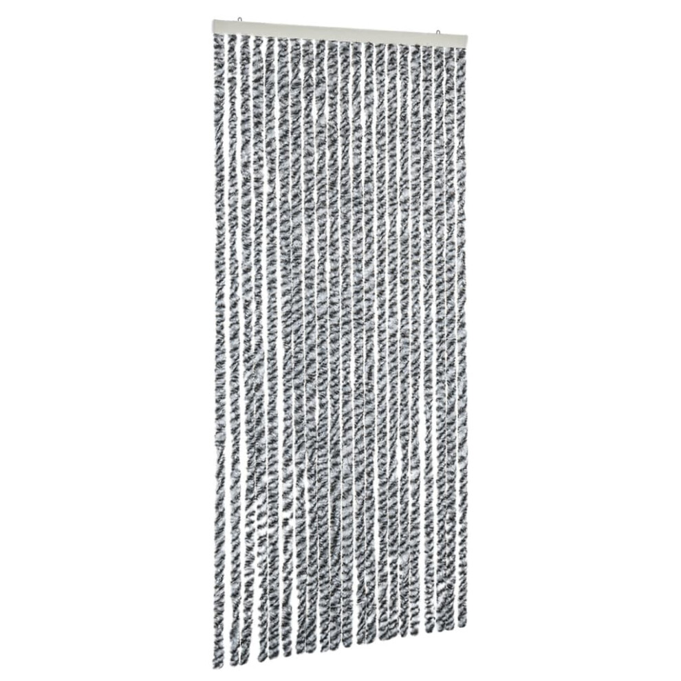 vidaXL Fly Curtain Fly Screen Grey and Black and White 100x200 cm Chenille