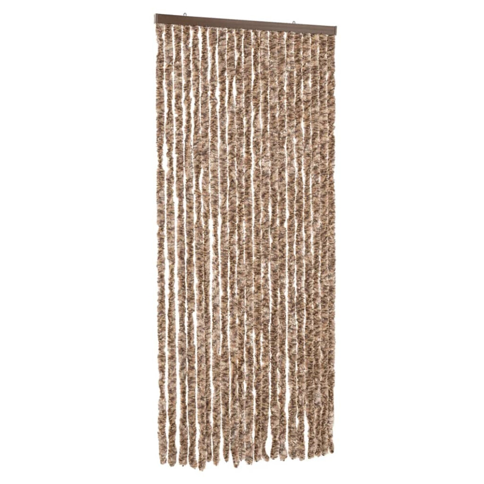 Vidaxl Fly Curtain Fly Screen Curtain Beige And Dark Brown 100X200 Cm Chenille