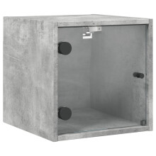 vidaXL Bedside Cabinet with Glass Door Nightstand Side End Table Concrete Grey