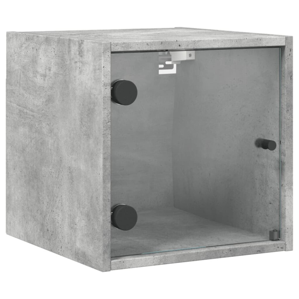 Vidaxl Bedside Cabinet With Glass Door Nightstand Side End Table Concrete Grey