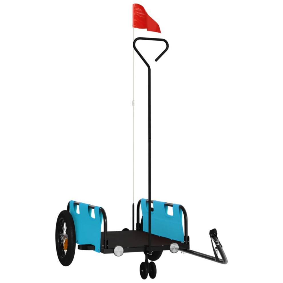 Vidaxl Bike Trailer Cargo Trailer Bike Cart Buggy Oxford Fabric And Iron Blue