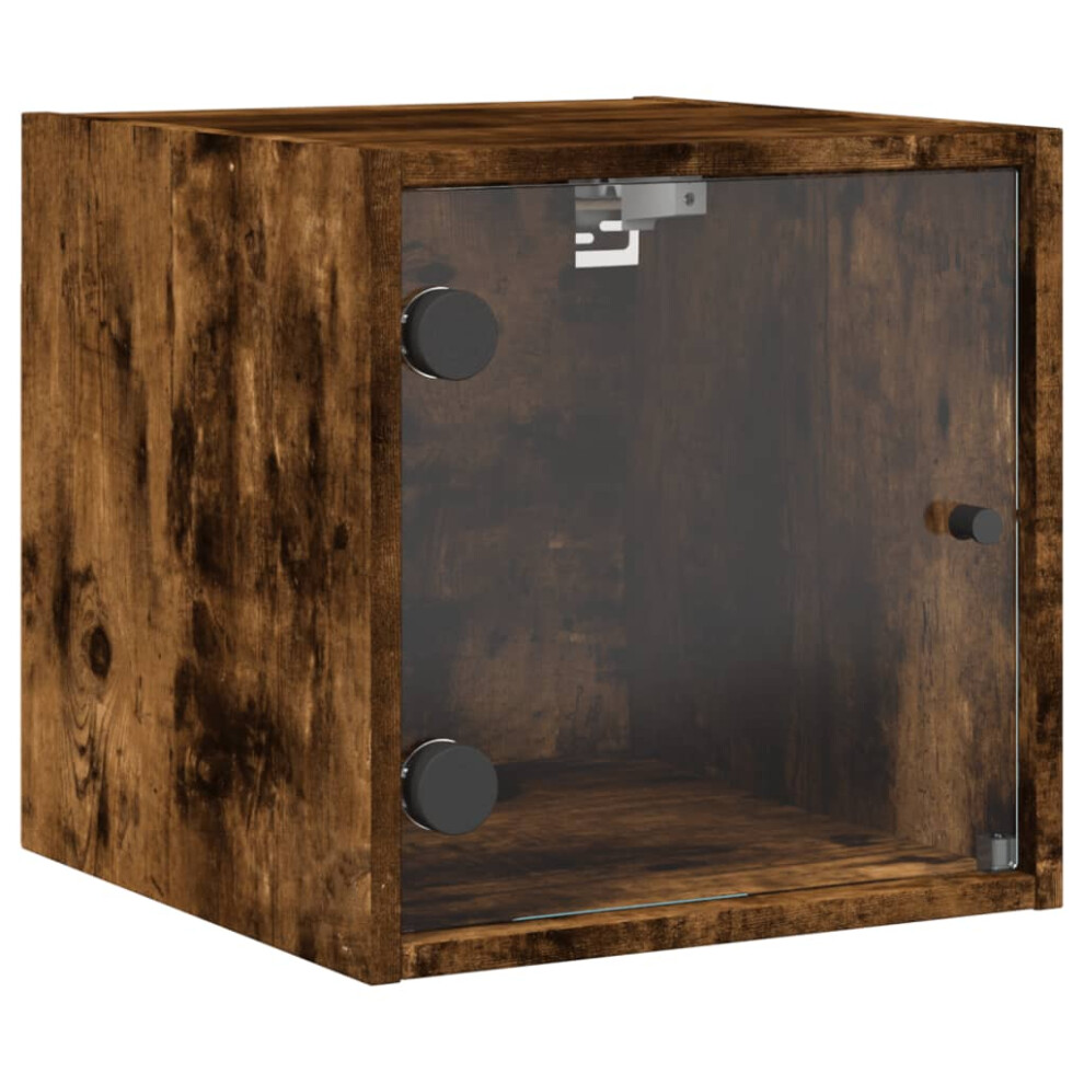 Vidaxl Bedside Cabinet With Glass Door Nightstand Side End Table Smoked Oak