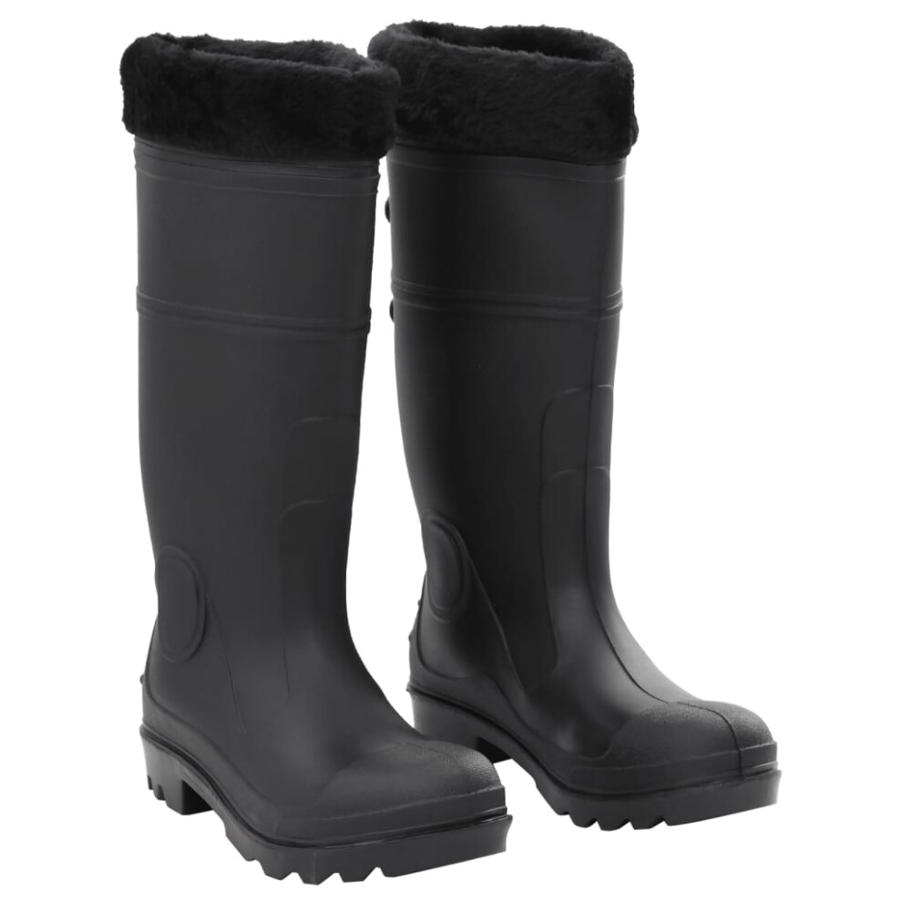 vidaXL Rian Boots with Removable Socks Waterproof Wellies Black Size 40 PVC