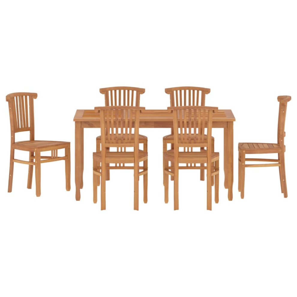 vidaXL Garden Dining Set Outdoor Dining Table and Chair 7 Piece Solid Wood Teak