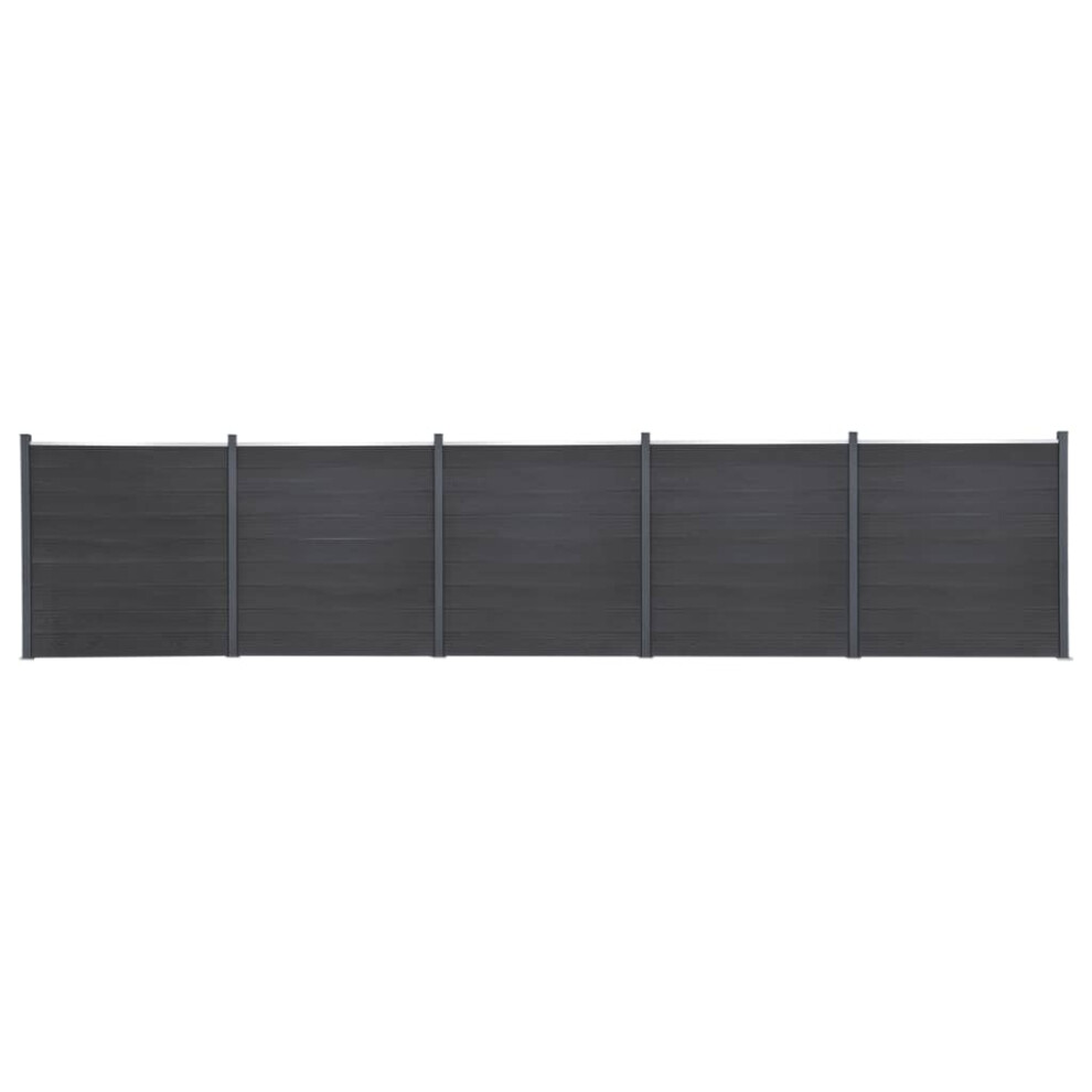 vidaXL Fence Panel Set Patio Fence Board Garden Fence Post Ending Bar Grey WPC
