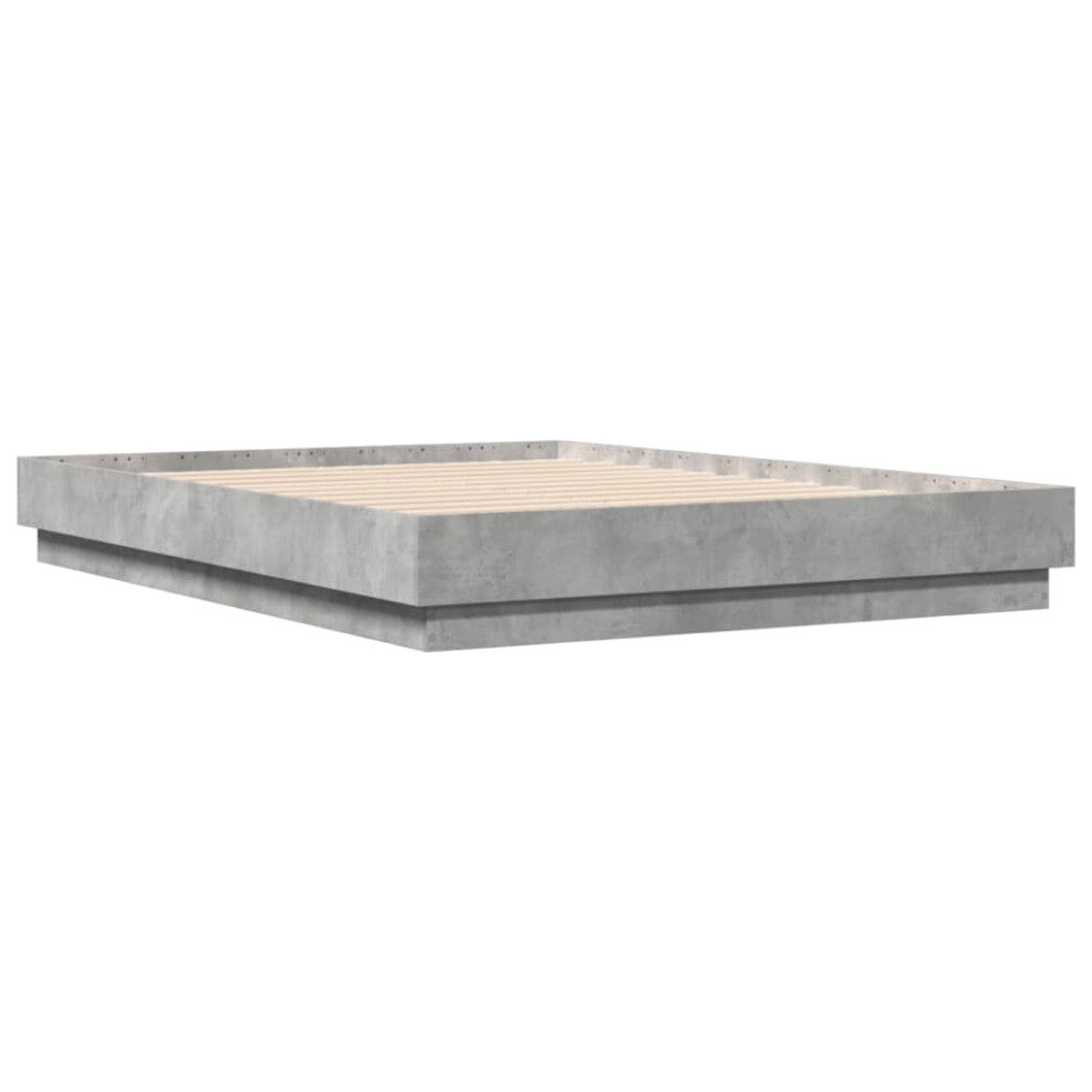 vidaXL Bed Frame Bed Concrete Grey 120x190 cm Small Double Engineered Wood