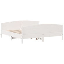 vidaXL Bed Frame with Headboard White 180x200 cm Super King Solid Wood Pine
