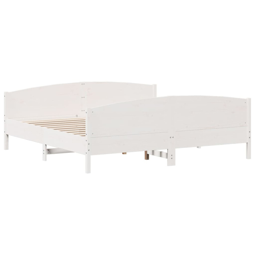 Vidaxl Bed Frame With Headboard White 180X200 Cm Super King Solid Wood Pine