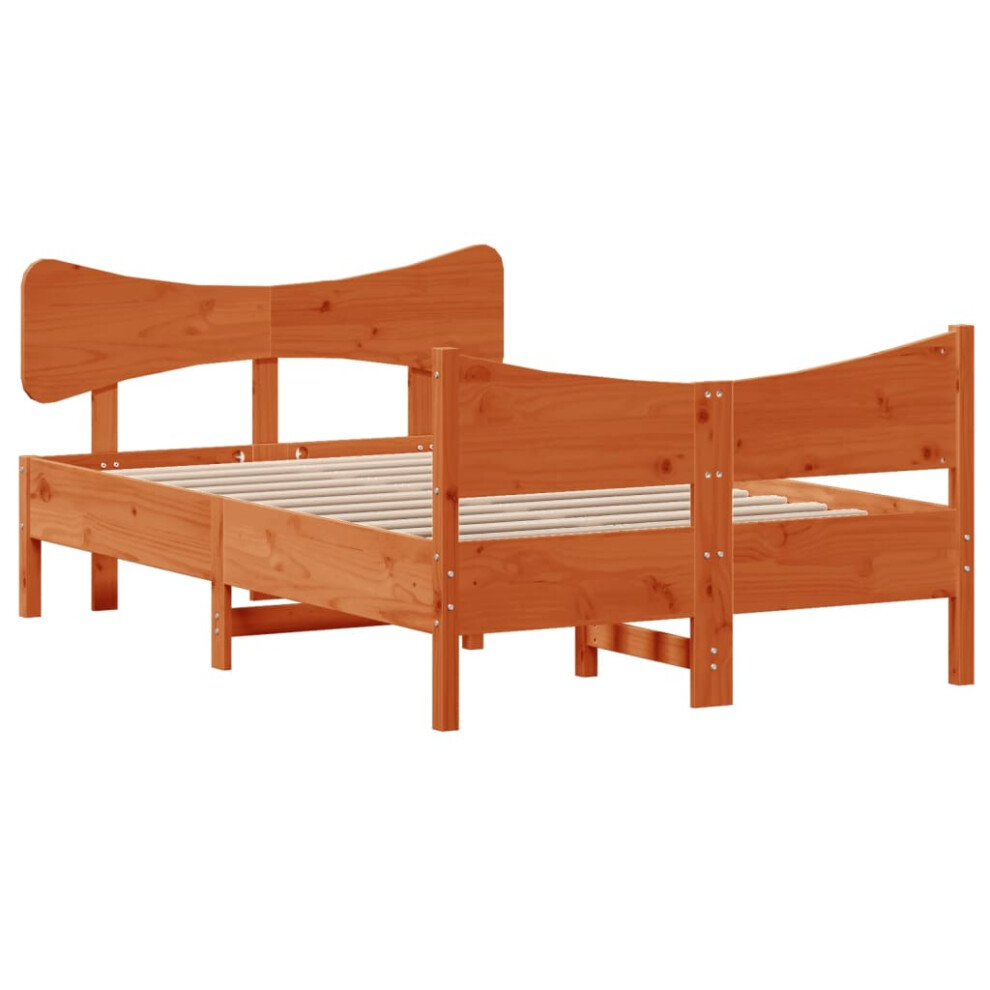 Vidaxl Bed Frame With Headboard Bed Base Wax Brown 120X200 Cm Solid Wood Pine