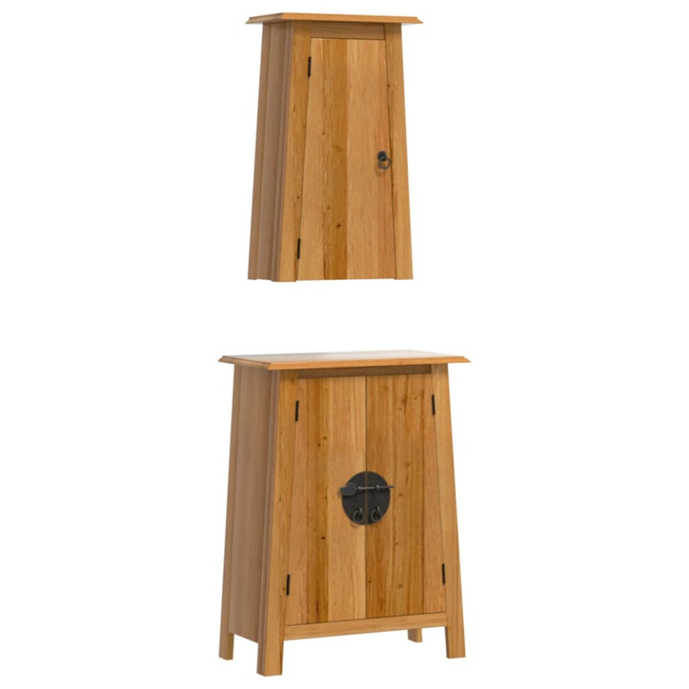 Vidaxl Bathroom Furniture Set 2 Piece Storage Sink Cabinet Solid Wood Pine