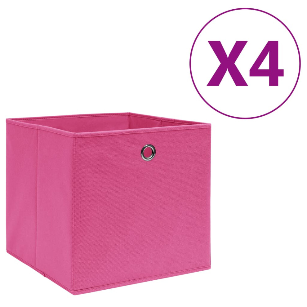 Vidaxl Pink 4X Storage Boxes Non-Woven Fabric Organiser Cube Basket Container