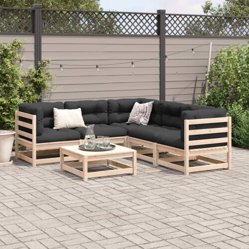 VidaXL vidaXL 6 Piece Patio Sofa Set Solid Wood Pine 2