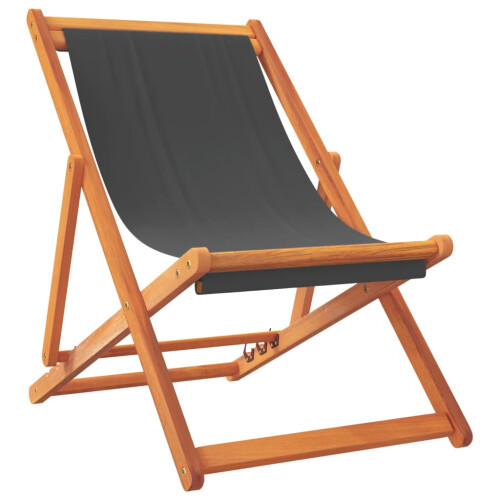 VidaXL vidaXL Folding Beach Chairs Garden Chairs Outdoor Chairs 2 pcs Grey Fabric 2