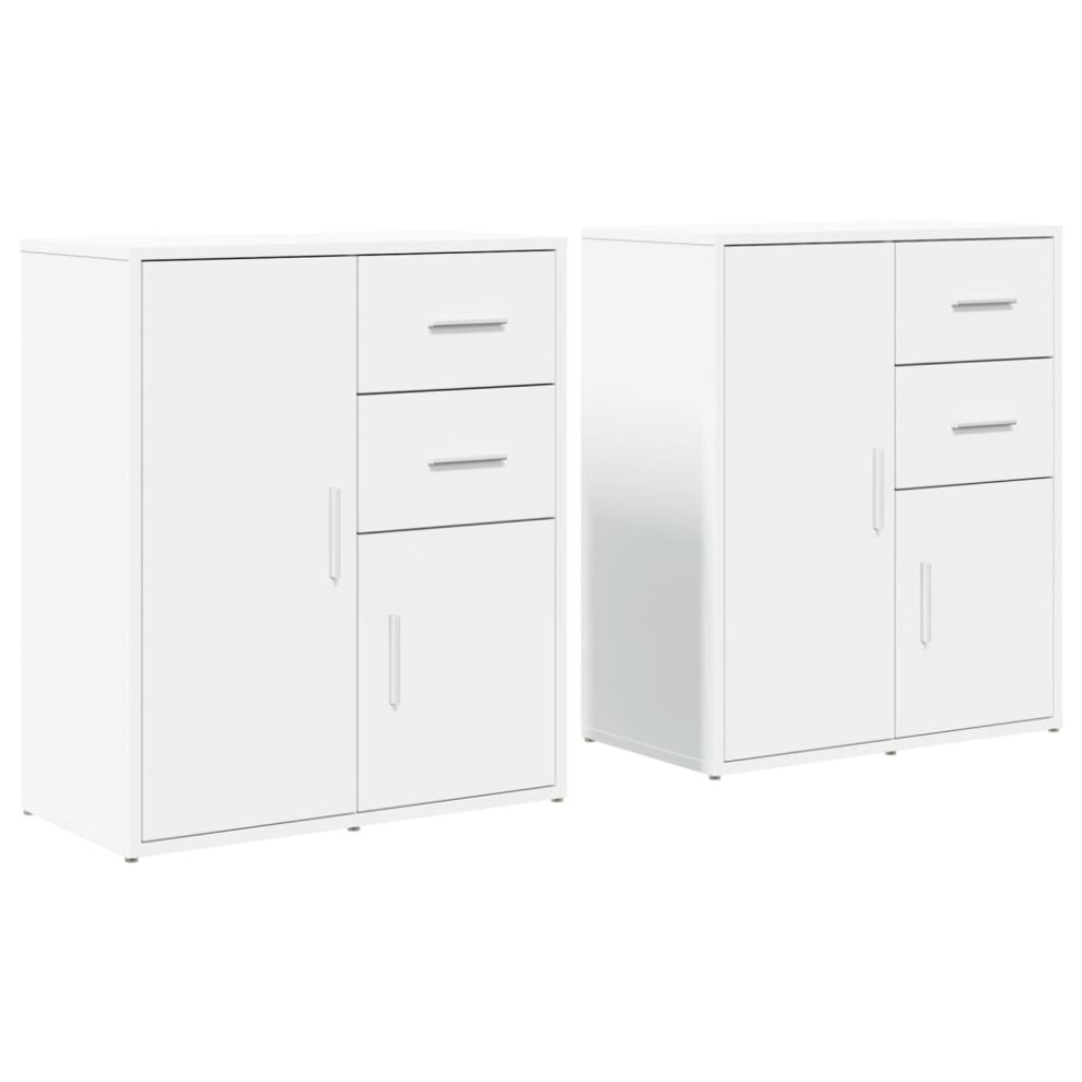 vidaXL Sideboards Cupboard Side Cabinet Highboard 2 pcs White Engineered Wood