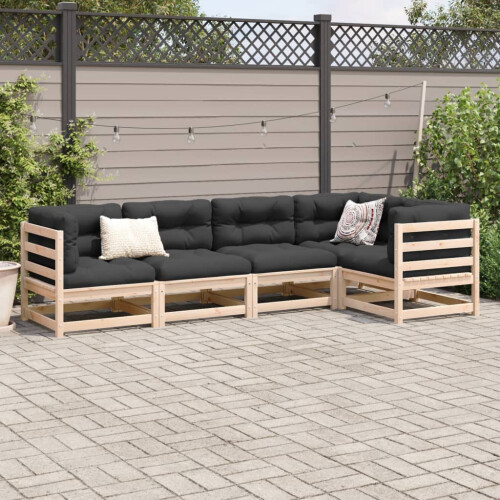 VidaXL vidaXL 5 Piece Patio Sofa Set Solid Wood Pine 2
