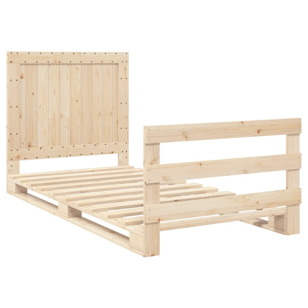 Vidaxl Bed Frame With Headboard Bed Base Bedstead 100X200 Cm Solid Wood Pine