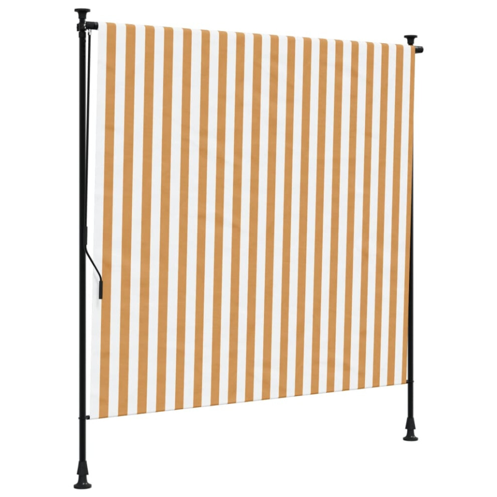 vidaXL Outdoor Roller Blind Roller Shade Orange and White Fabric and Steel