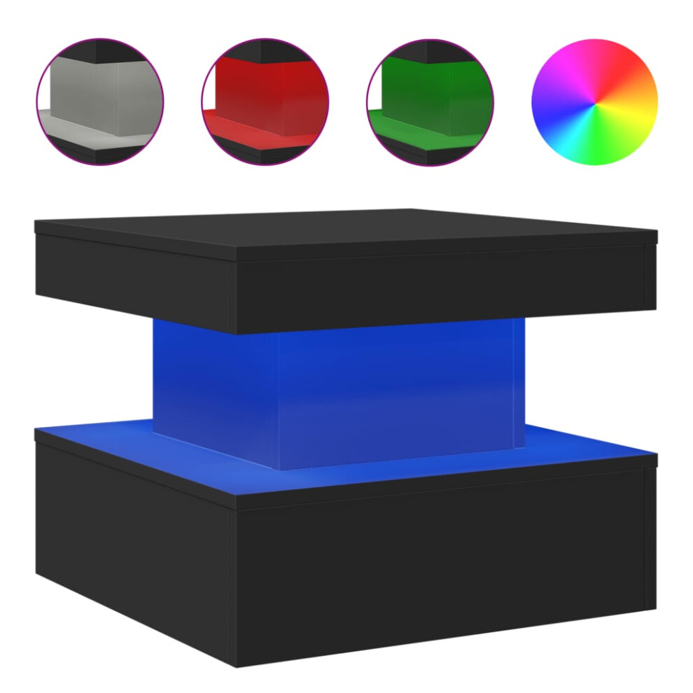 Vidaxl Coffee Table With Led Lights Hallway End Table Side Sofa Table Black