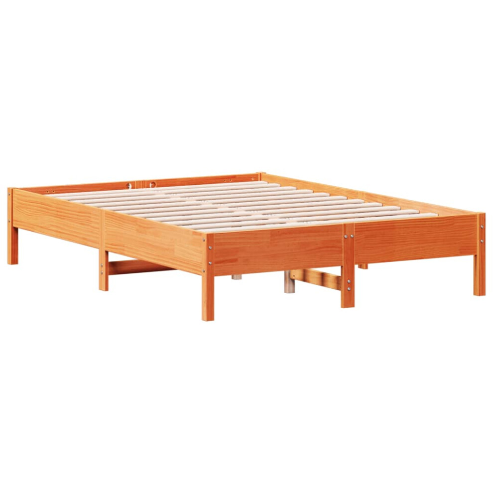 Vidaxl Bed Frame Home Bed Base Bedstead Wax Brown 140X190 Cm Solid Wood Pine