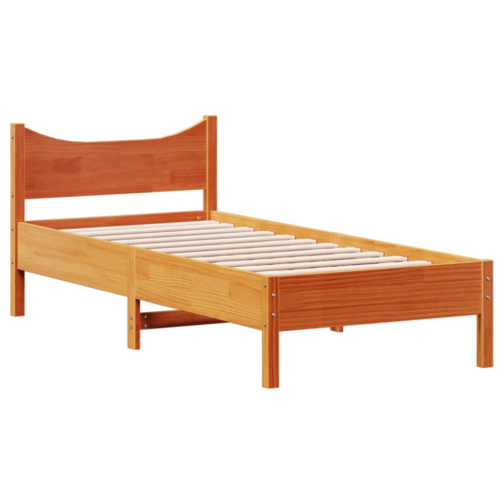 vidaXL Bed Frame Bed Base Wax Brown 75x190 cm Small Single Solid Wood Pine