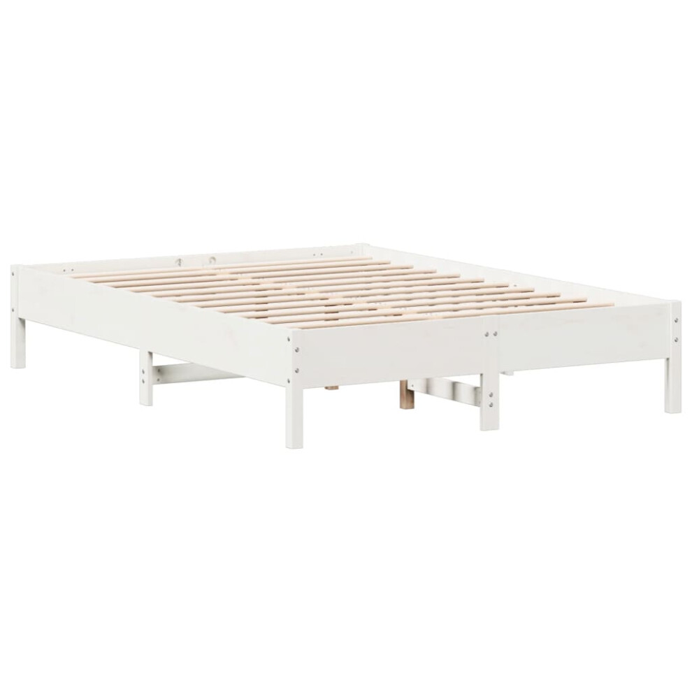 vidaXL Bed Frame Bed Base Mattress Foundation White 140x200 cm Solid Wood Pine