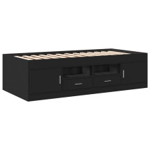 (black, 100 x 200 cm) vidaXL Daybed with Drawers Sofa Bed Daybed Couch Guest Bed Engineered Wood