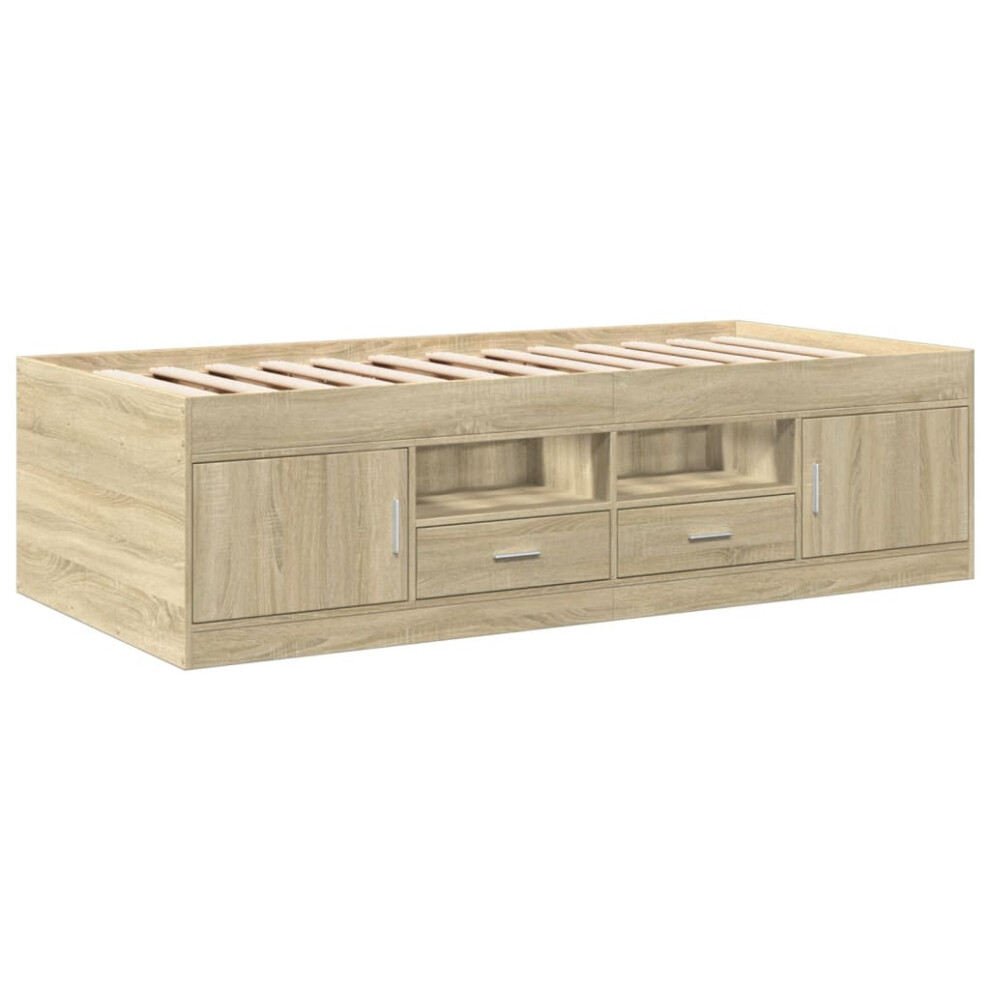 Vidaxl (Sonoma Oak, 90 X 200 Cm) Daybed With Drawers Sofa Bed Daybed Couch Guest Bed Engineered Wood