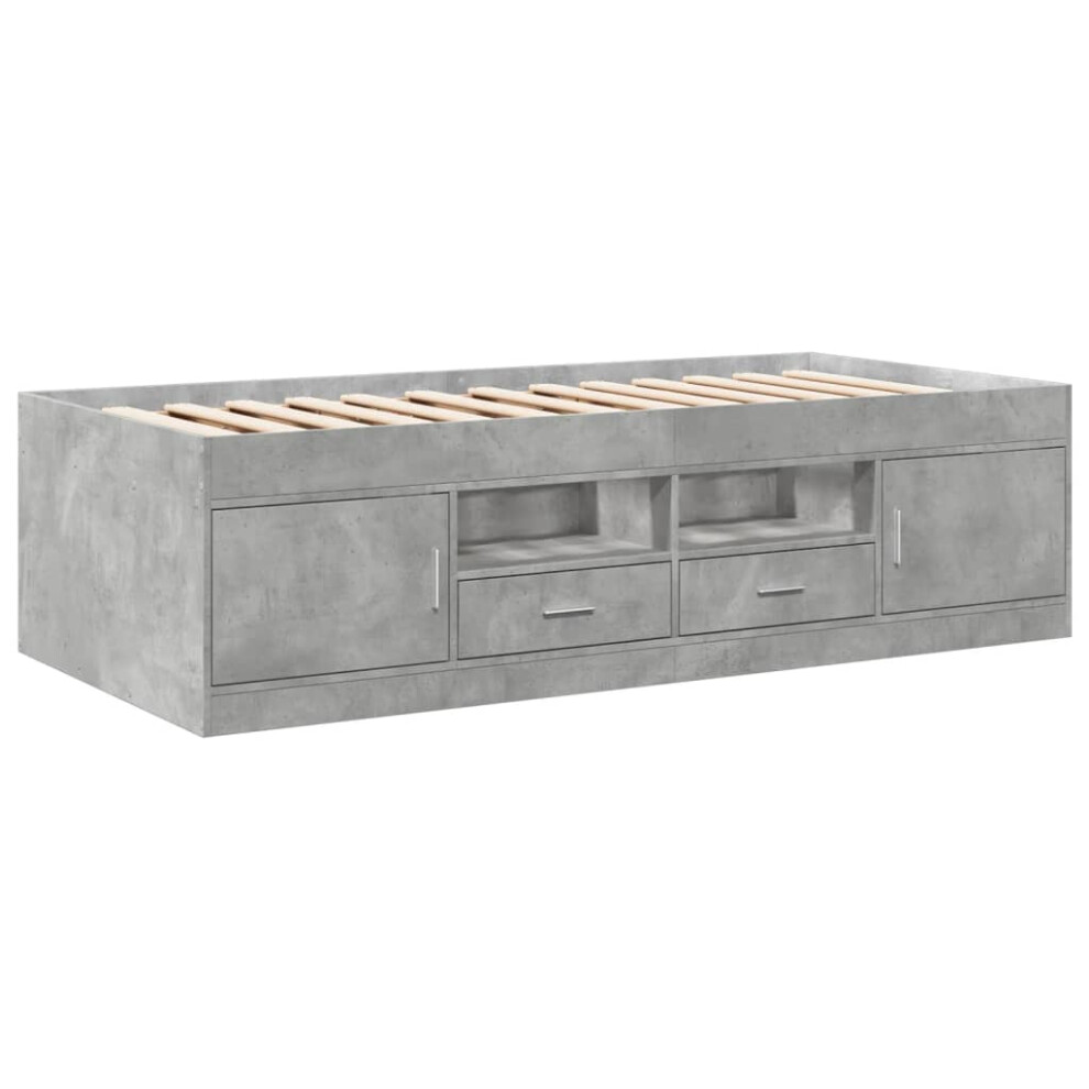 Vidaxl (Concrete Grey, 90 X 200 Cm) Daybed With Drawers Sofa Bed Daybed Couch Guest Bed Engineered Wood