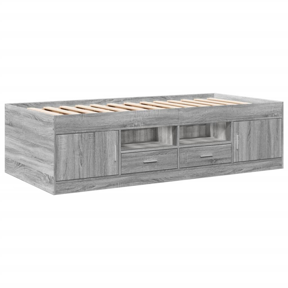 Vidaxl (Grey Sonoma, 90 X 200 Cm) Daybed With Drawers Sofa Bed Daybed Couch Guest Bed Engineered Wood