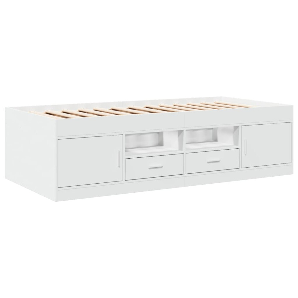 Vidaxl (, 75 X 190 Cm) Daybed With Drawers Sofa Bed Daybed Couch Guest Bed Engineered Wood White