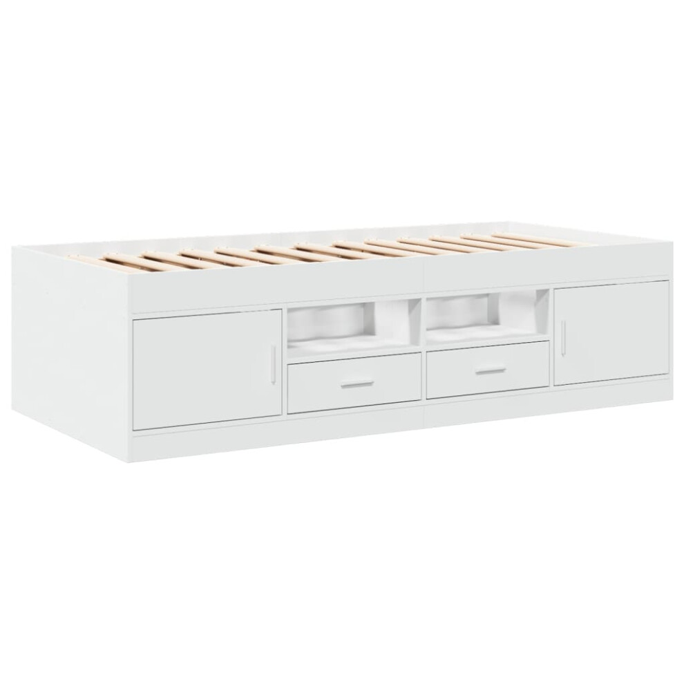 (white, 75 x 190 cm) vidaXL Daybed with Drawers Sofa Bed Daybed Couch Guest Bed Engineered Wood